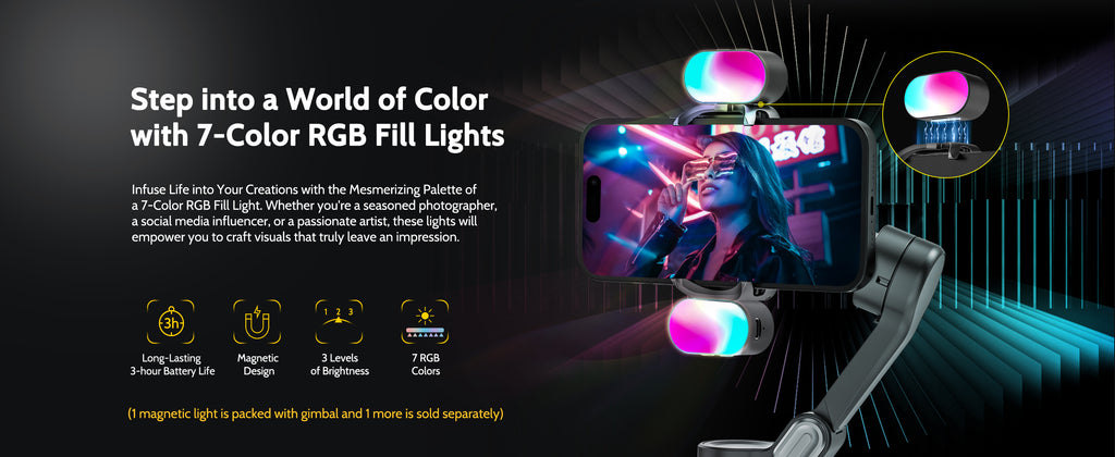 AOCHUAN Smart X Pro 3-Axis Phone Gimbal with Magnetic Fill Light & AI Tracking