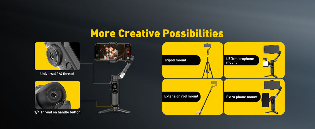 AOCHUAN Smart X 3-Axis Gimbal Stabilizer (Black) – product detail image 2