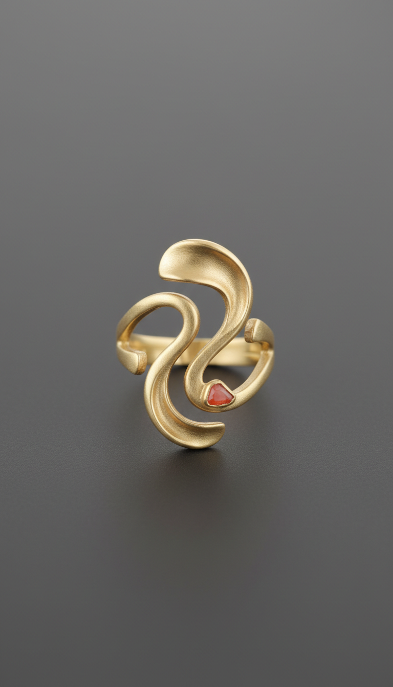 Matte Gold Asymmetric Statement Ring