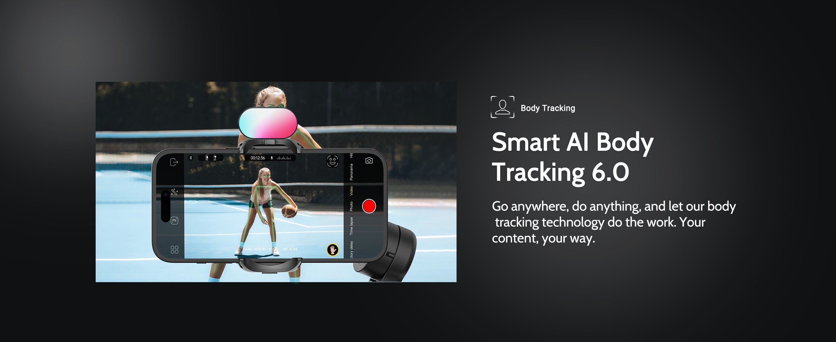 AOCHUAN Smart X Pro 3-Axis Phone Gimbal with Magnetic Fill Light & AI Tracking
