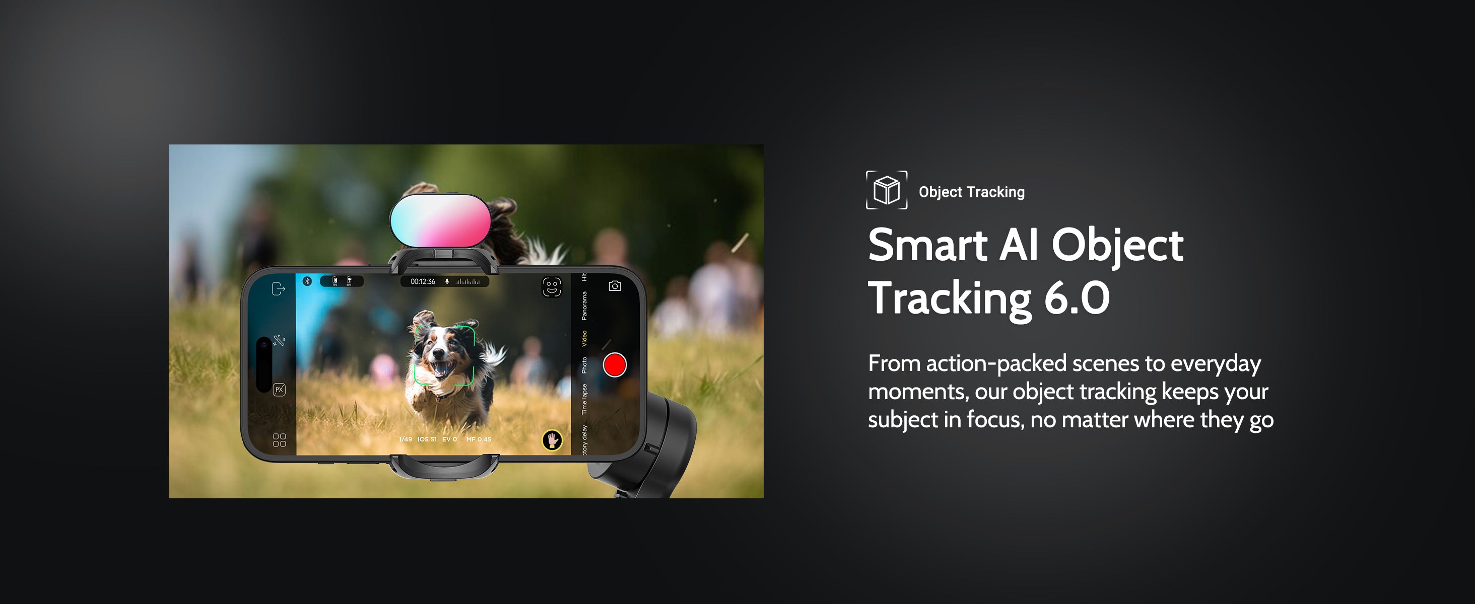 AOCHUAN Smart X Pro 3-Axis Phone Gimbal with Magnetic Fill Light & AI Tracking