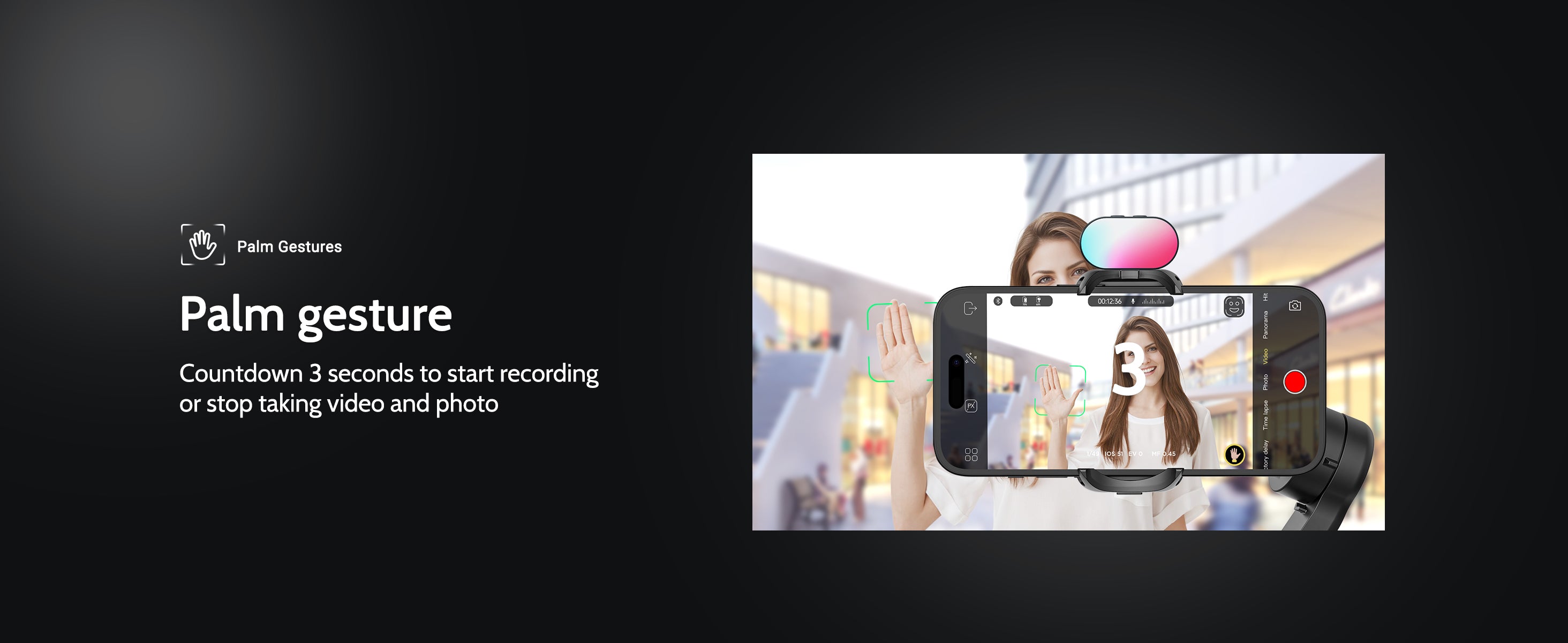AOCHUAN Smart X Pro 3-Axis Phone Gimbal with Magnetic Fill Light & AI Tracking