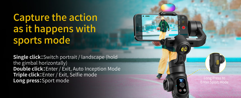 AOCHUAN Professional Gimbal Stabilizer for Smartphone,3-Axis Gimbal for iPhone& Android-Smart S2