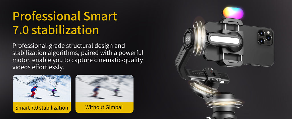 AOCHUAN Professional Gimbal Stabilizer for Smartphone,3-Axis Gimbal for iPhone& Android-Smart S2