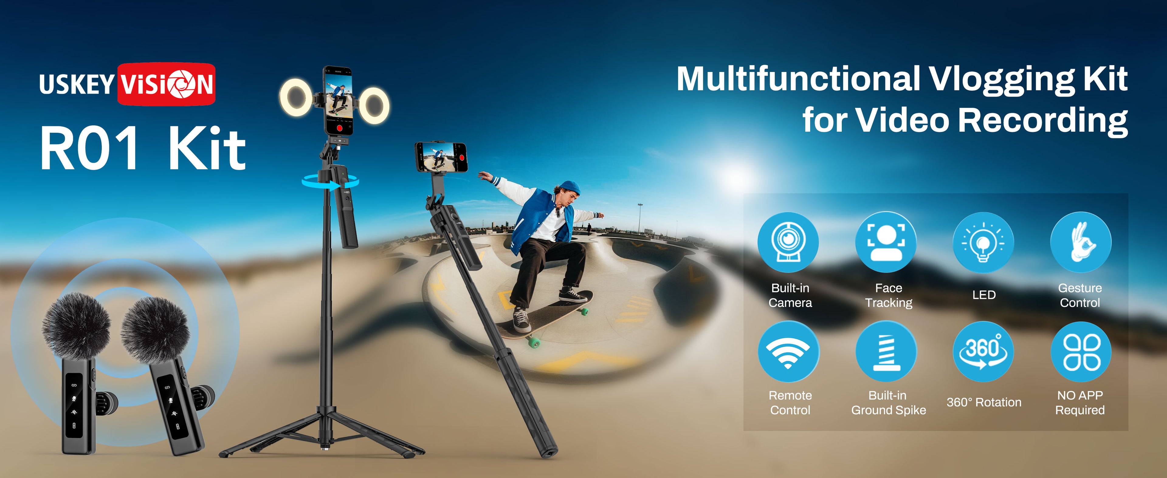 USKEYVISION Vlogging Kit with 68in Tripod – product detail image 1