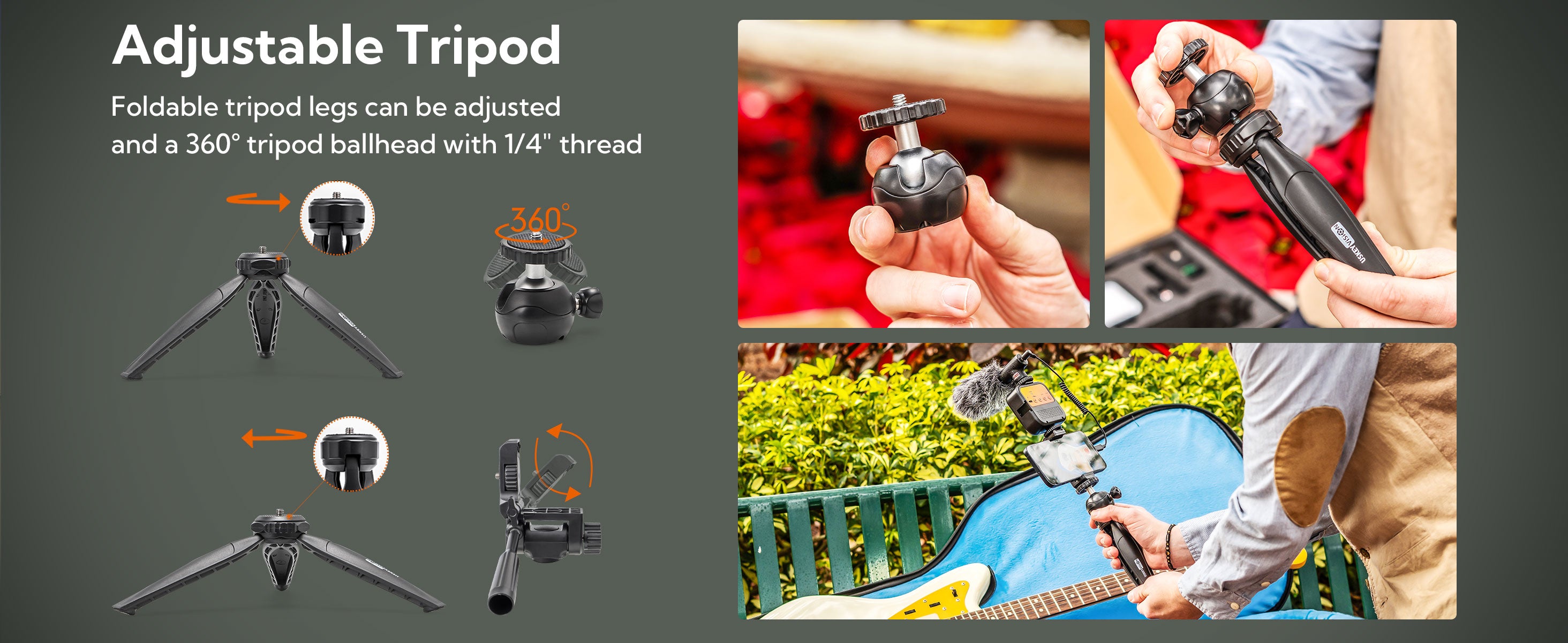 USKEYVISION Vlog K4 with 59in Tripod & Shotgun Mic – product detail image 7