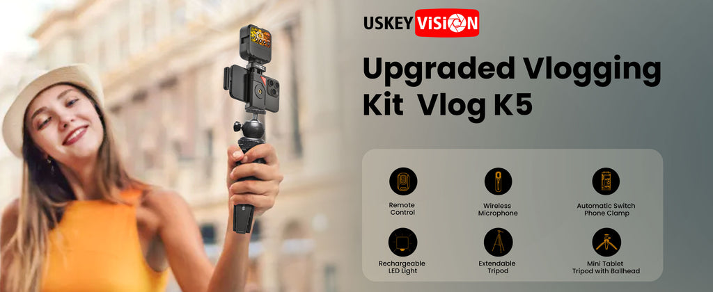 USKEYVISION Vlog K5 with Wireless Lavalier Mic – product detail image 1