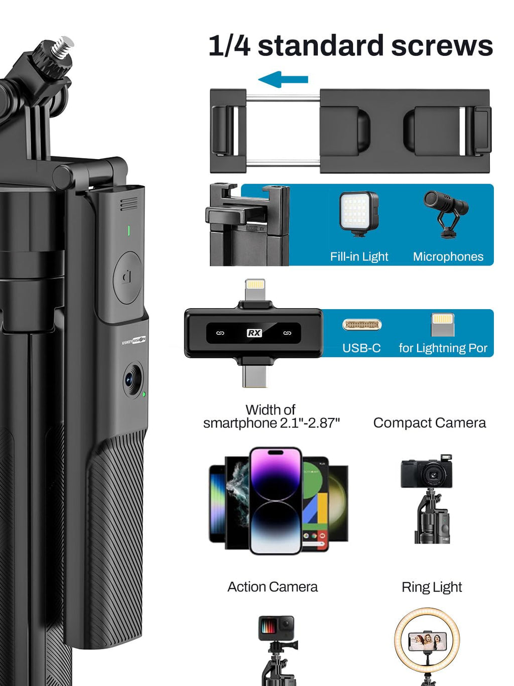 USKEYVISION Vlogging Kit with 68in Tripod – feature image 6
