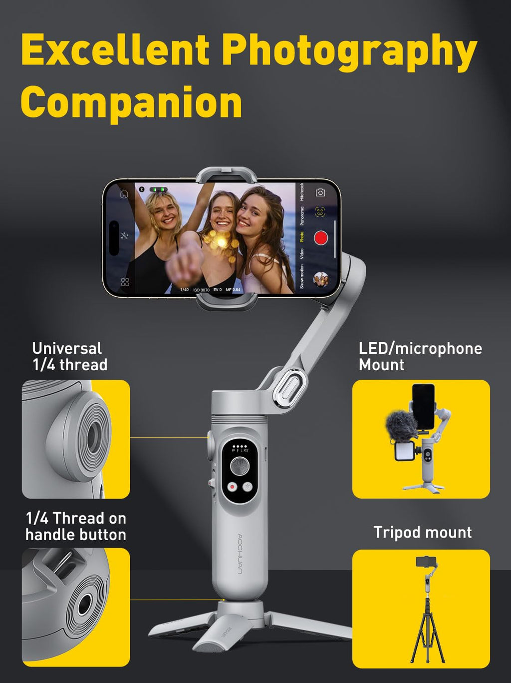 AOCHUAN Smart X 3-Axis Gimbal Stabilizer (Grey) – feature image 7