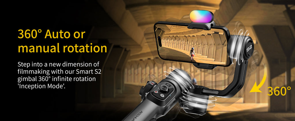 AOCHUAN Professional Gimbal Stabilizer for Smartphone,3-Axis Gimbal for iPhone& Android-Smart S2