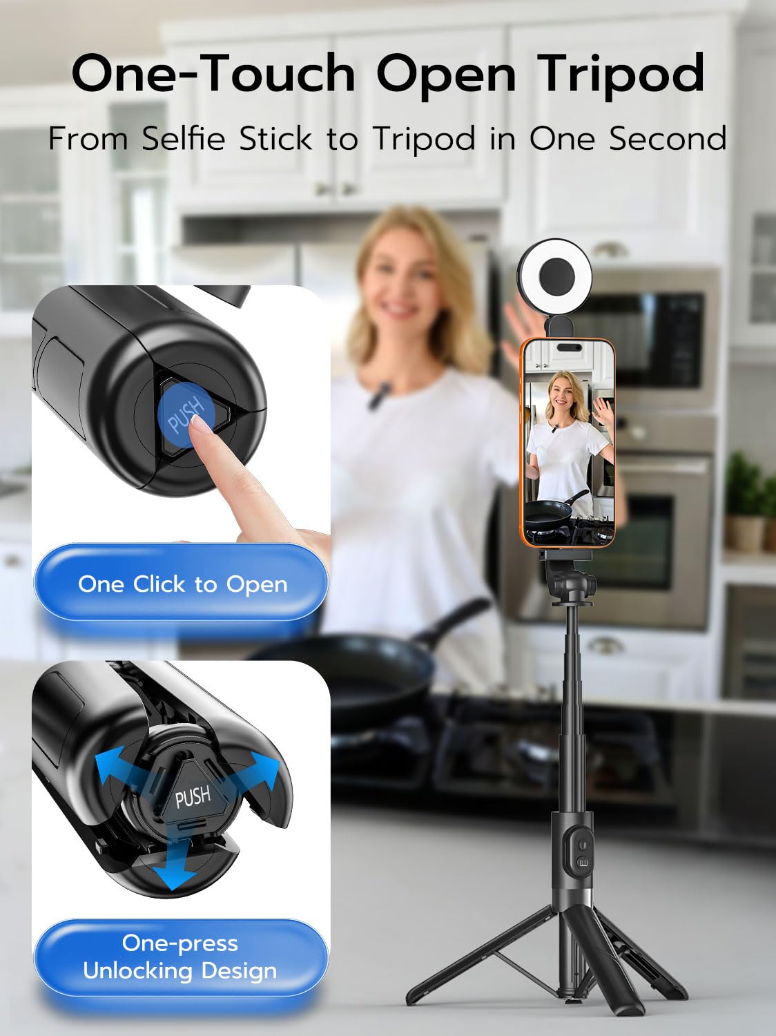 USKEYVISION Magnetic Selfie Stick Tripod with Light – feature image 6
