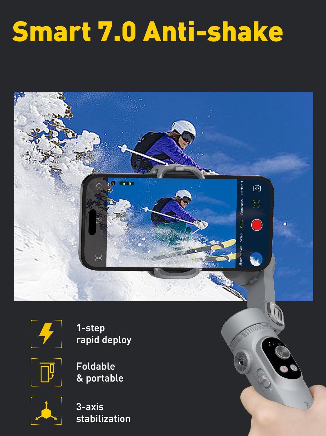 AOCHUAN Smart X 3-Axis Gimbal Stabilizer (Grey) – feature image 8