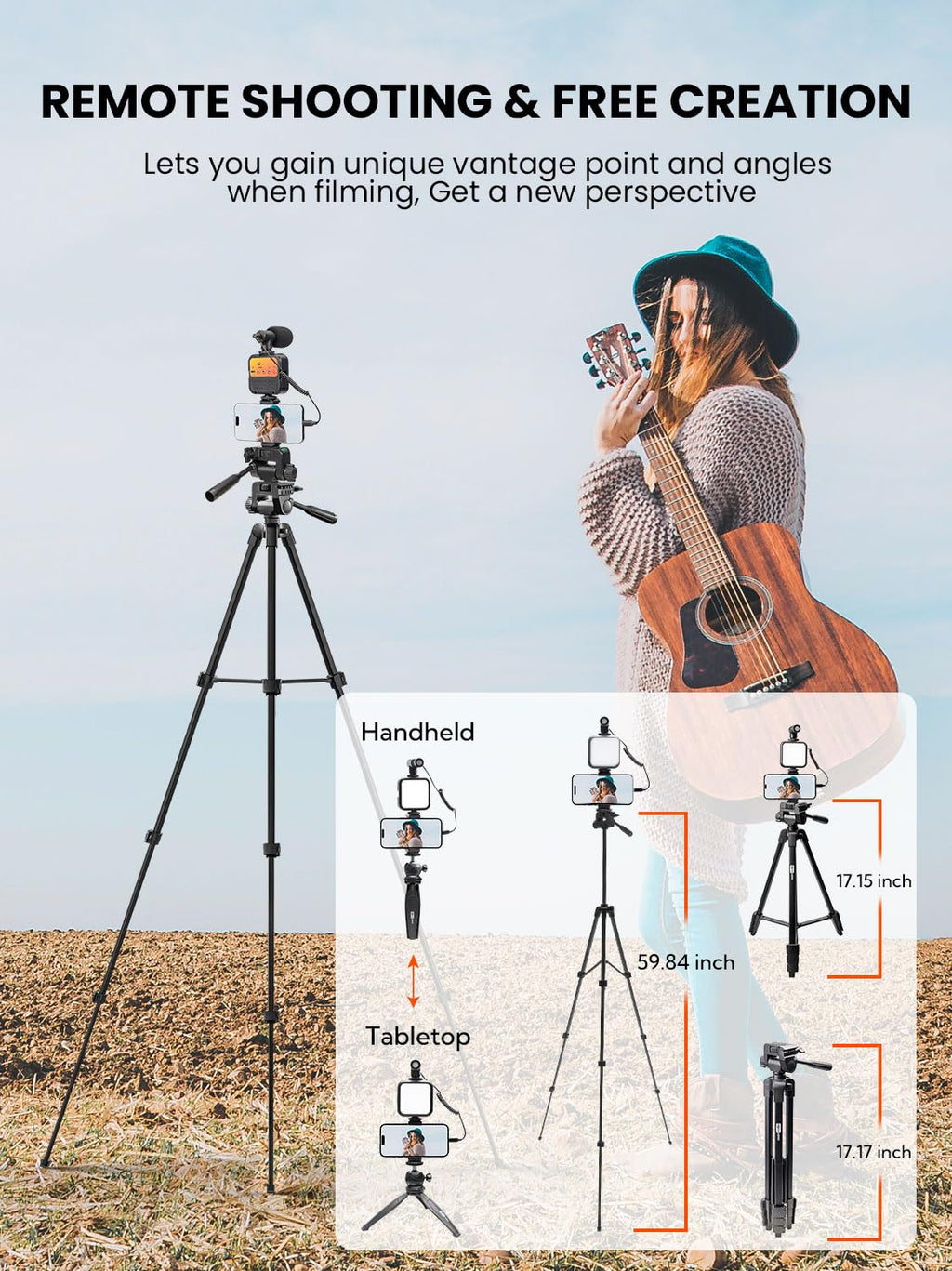 USKEYVISION Vlog K4 with 59in Tripod & Shotgun Mic – feature image 2