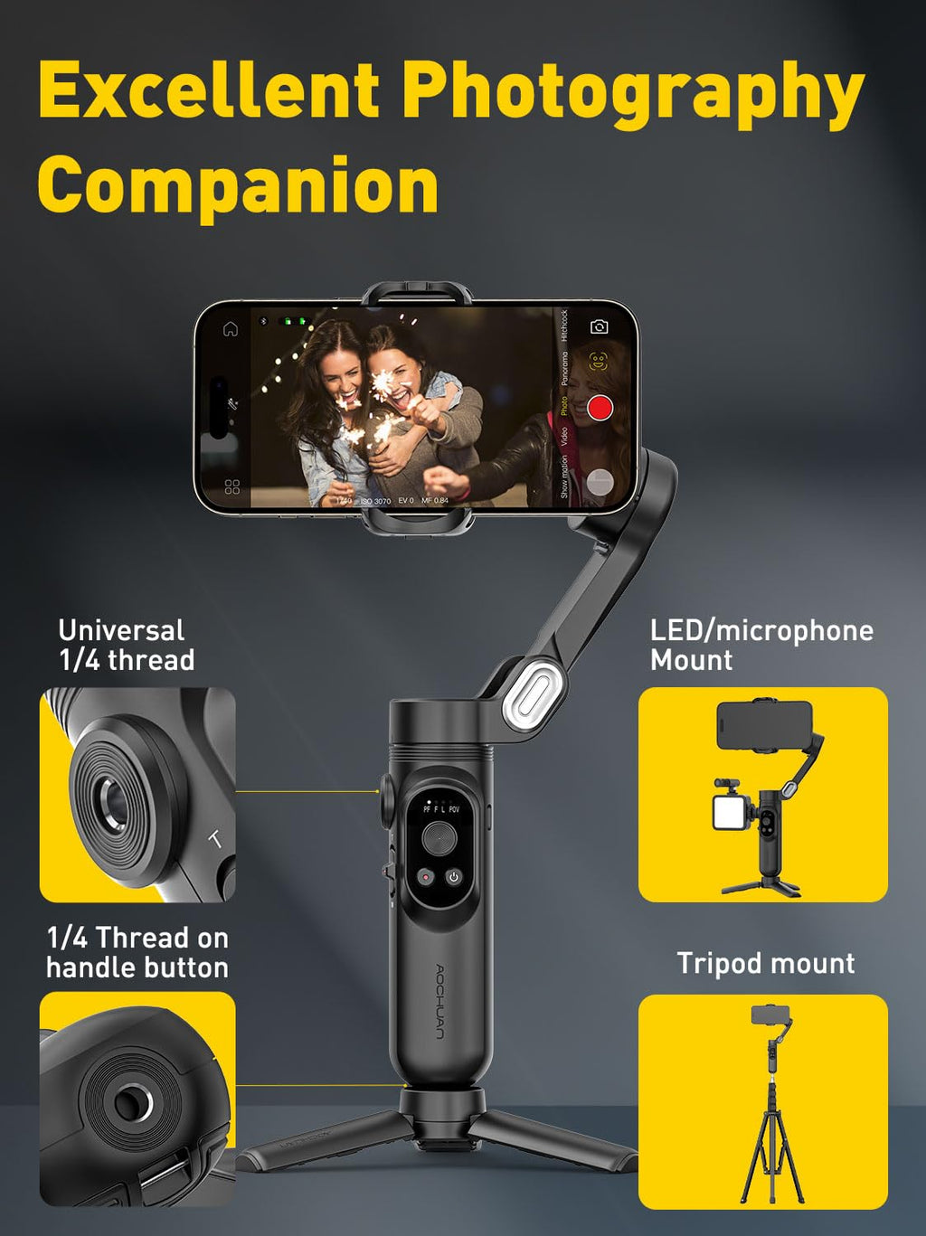 AOCHUAN Smart X 3-Axis Gimbal Stabilizer (Black) – feature image 7