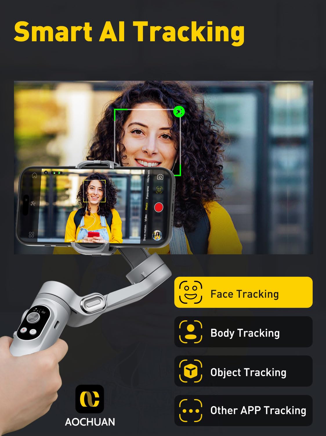 AOCHUAN Smart X 3-Axis Gimbal Stabilizer (Grey) – feature image 3
