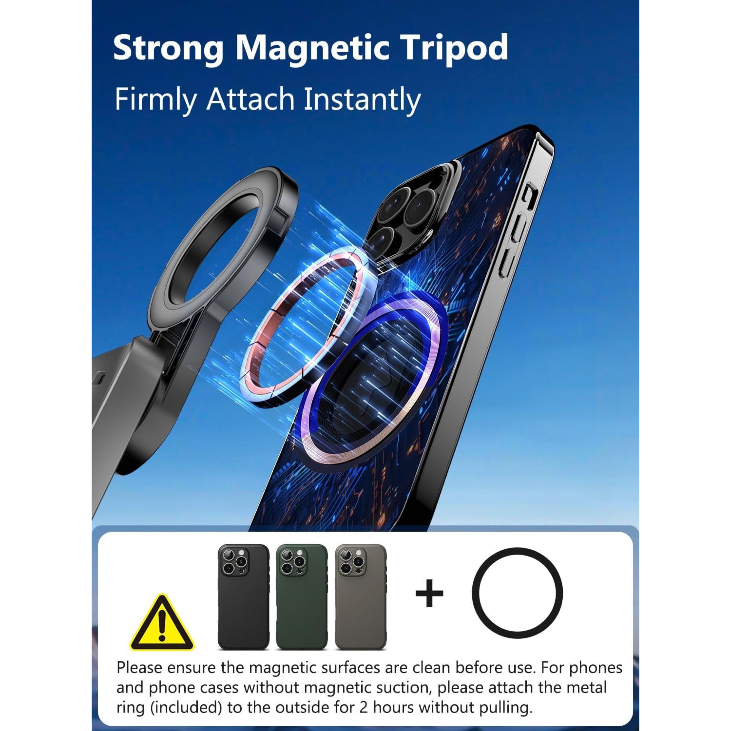 Magnetic Mini Selfie Stick for iPhone with Light (MPT-02) | 4 In 1 Portable Pocket Selfie Stick Tripod for Phone & Android with Rechargeable Remote, Removable Phone Clip