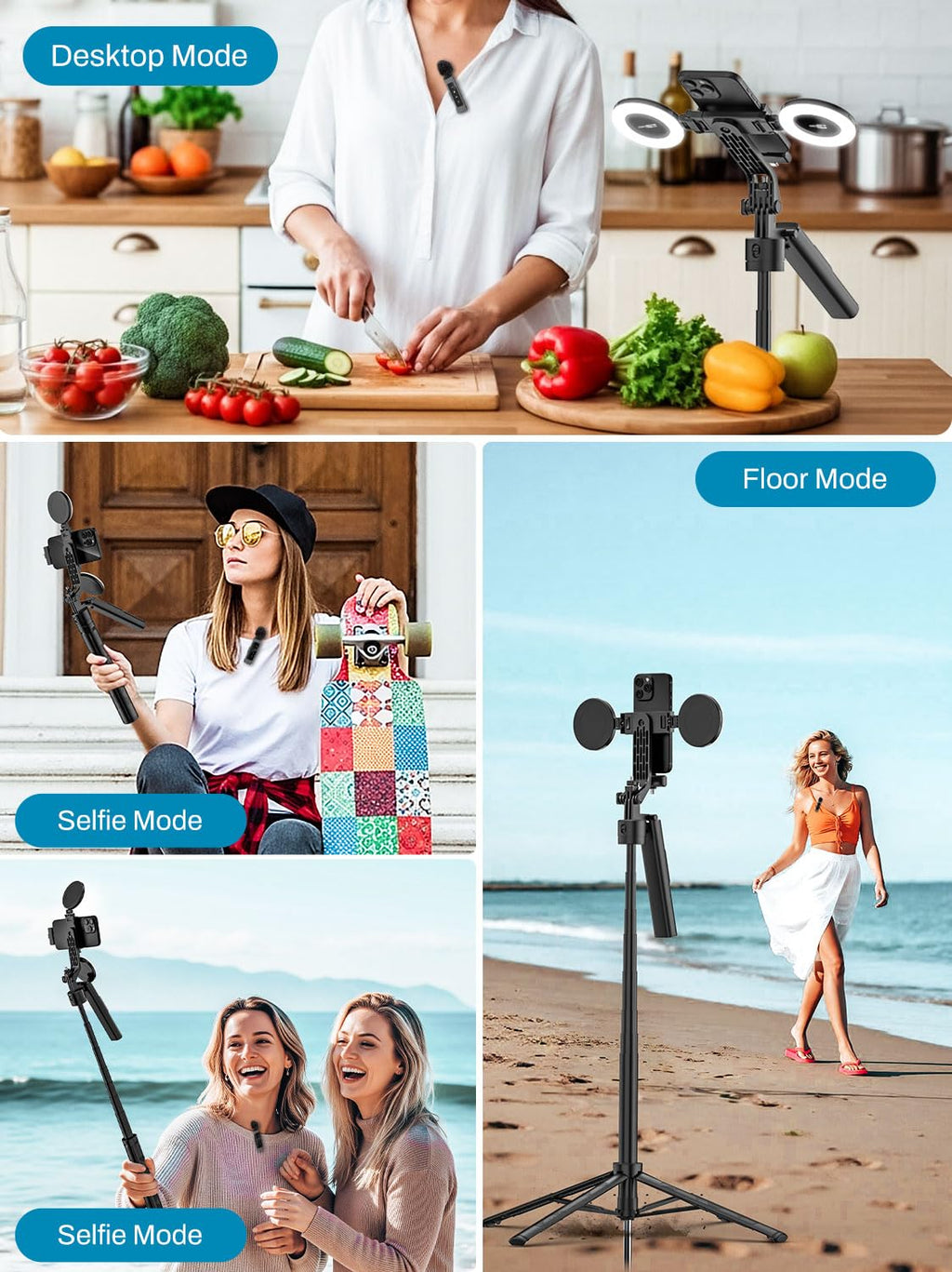 USKEYVISION Vlogging Kit with 68in Face Tracking Tripod Microphone Combo