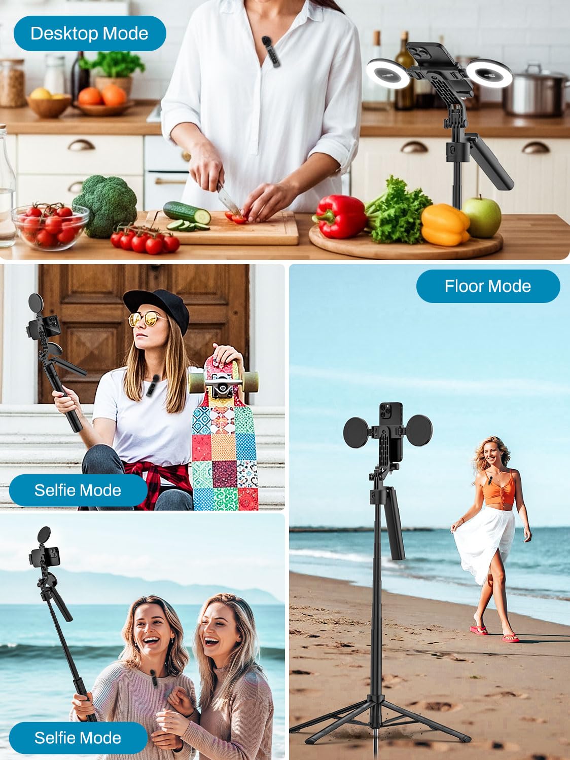 USKEYVISION Vlogging Kit with 68in Face Tracking Tripod Microphone Combo