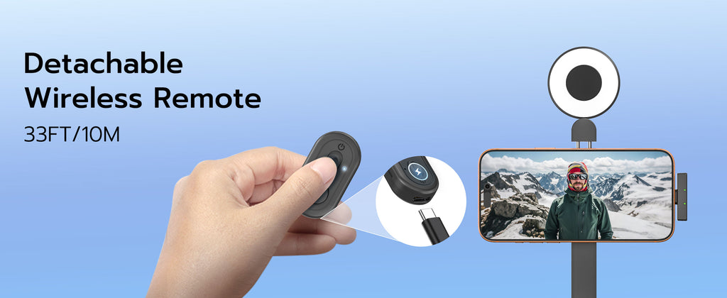 USKEYVISION Magnetic Selfie Stick Tripod with Light – product detail image 3