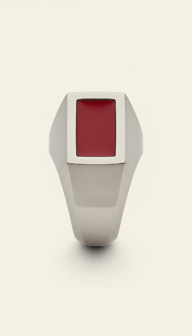Avant Red Accent Signet Ring