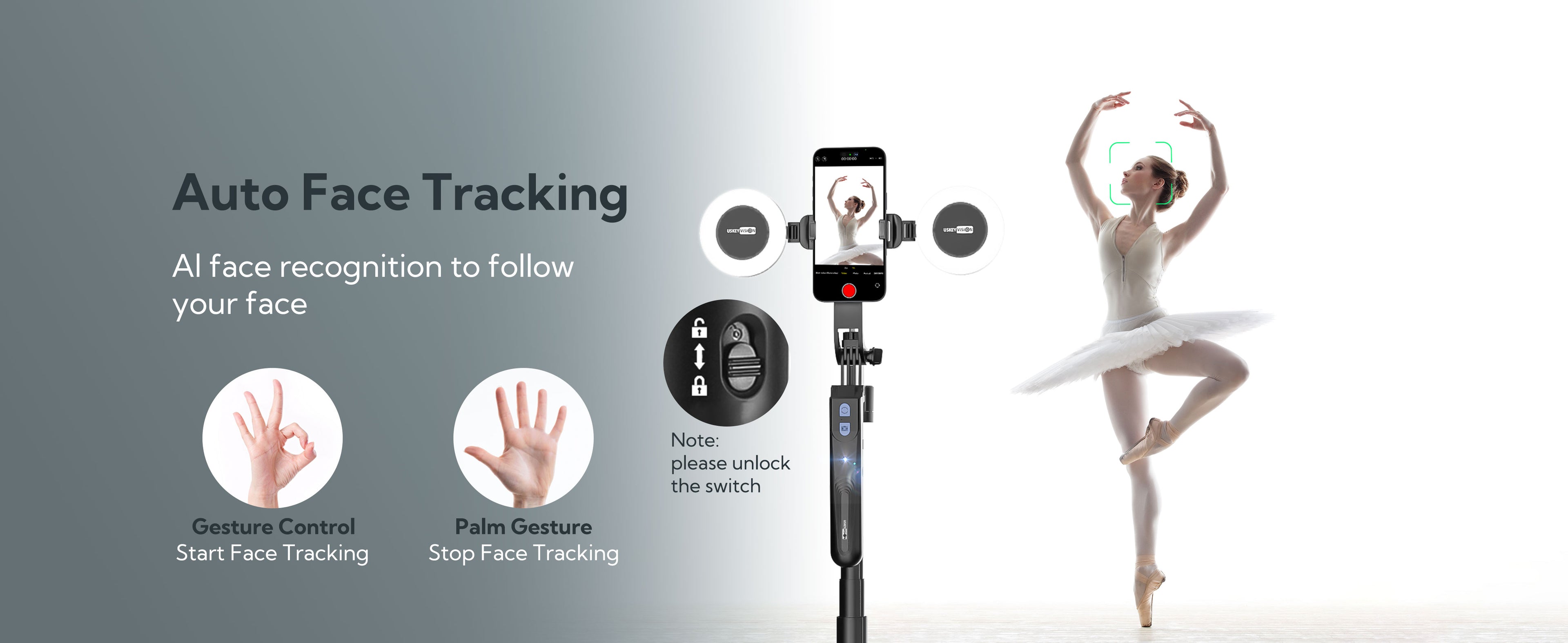 USKEYVISION UTK-02 Auto Face Tracking Tripod – product detail image 2