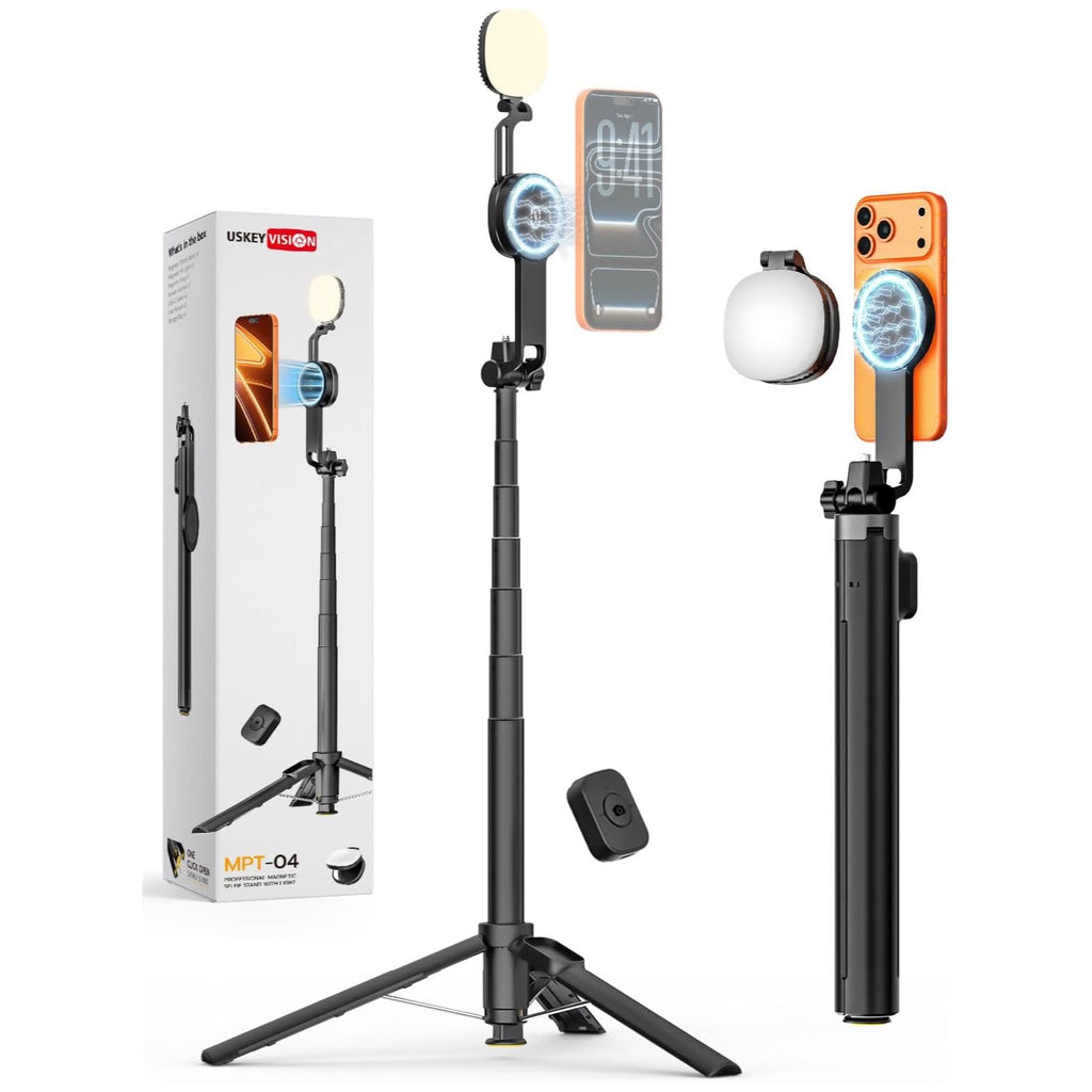 USKEYVISION MPT-04 69” Magnetic Selfie Stick Tripod with Light